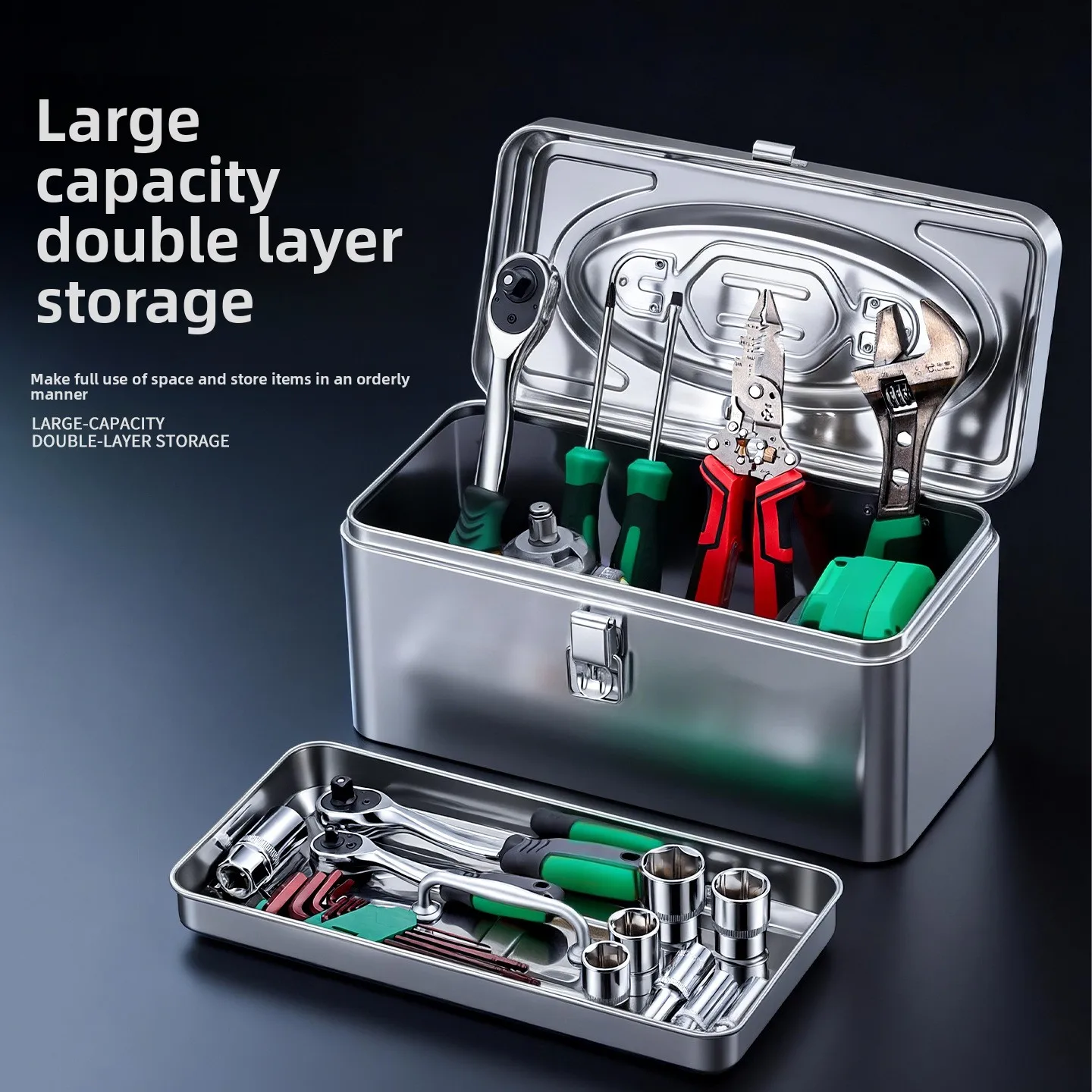 Estuche de Almacenamiento Portátil de Acero Inoxidable, Resistente y Reforzado