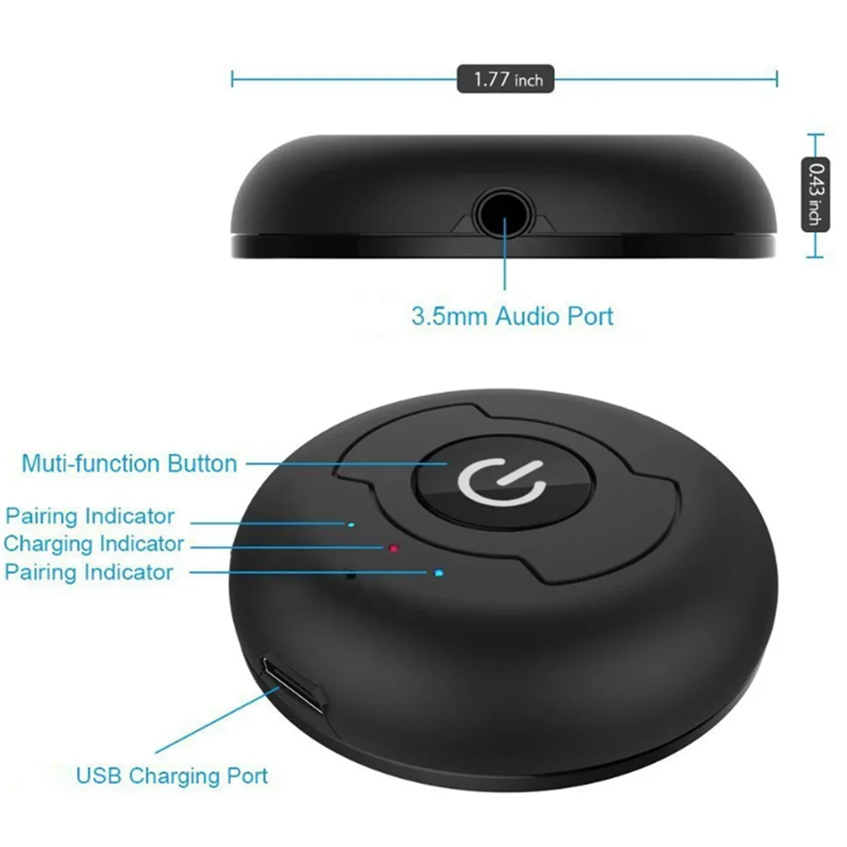 POP-l5.0 جهاز إرسال صوت بلوتوث للتلفزيون والكمبيوتر Connect 2 سماعات 3.5 ملم AUX كمون منخفض ستيريو لاسلكي