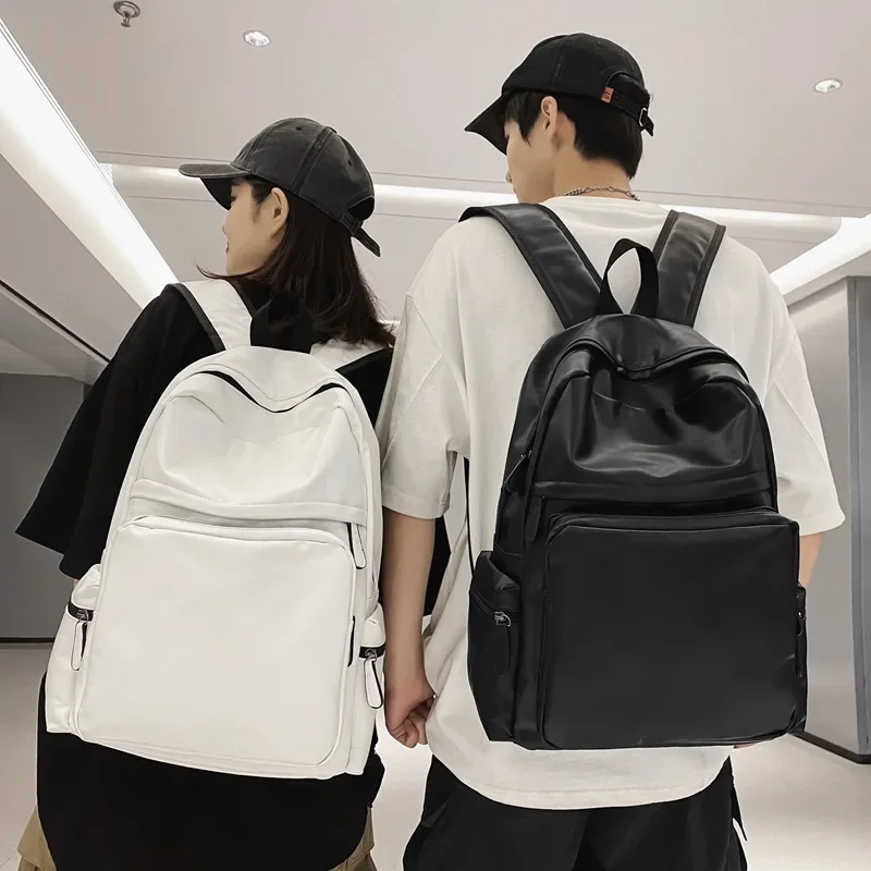 Mochila PU impermeável para homens e mulheres, mochila de viagem estudantil de grande capacidade, alta qualidade, nova