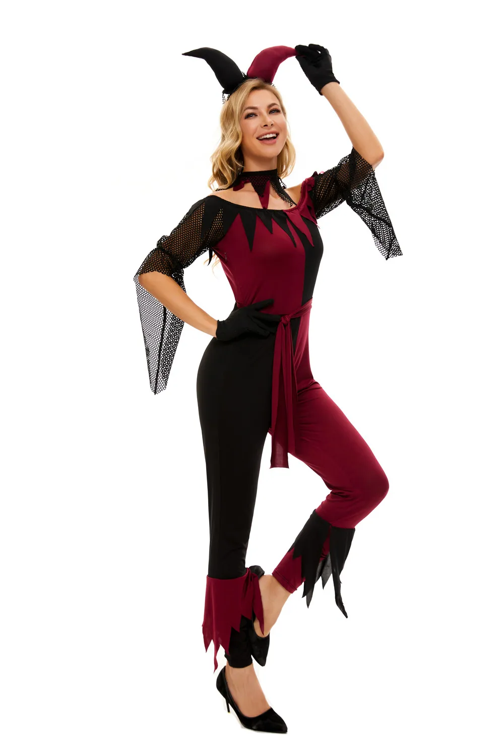 Böser Horror Clown Cosplay Kostüm für Frauen hässlichen kriminellen Mörder Zirkus Clown Karneval Ostern Halloween Purim Kostüm