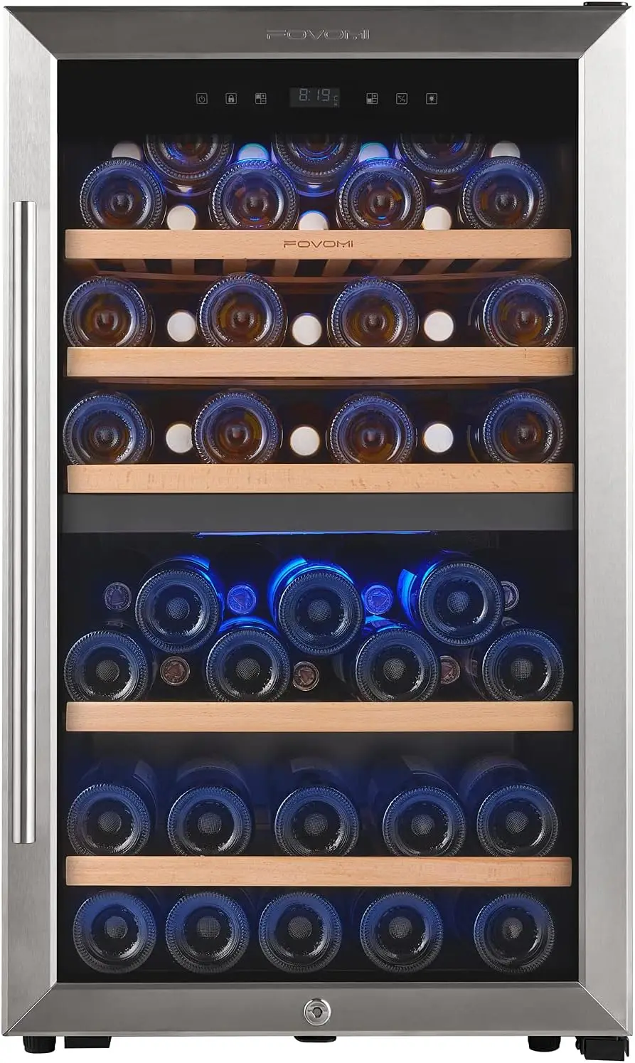 52-bottle Wine Fridge Freestanding Wine Cooler Refrigerator,(Bordeaux 750ml) Dual Zone Compressor