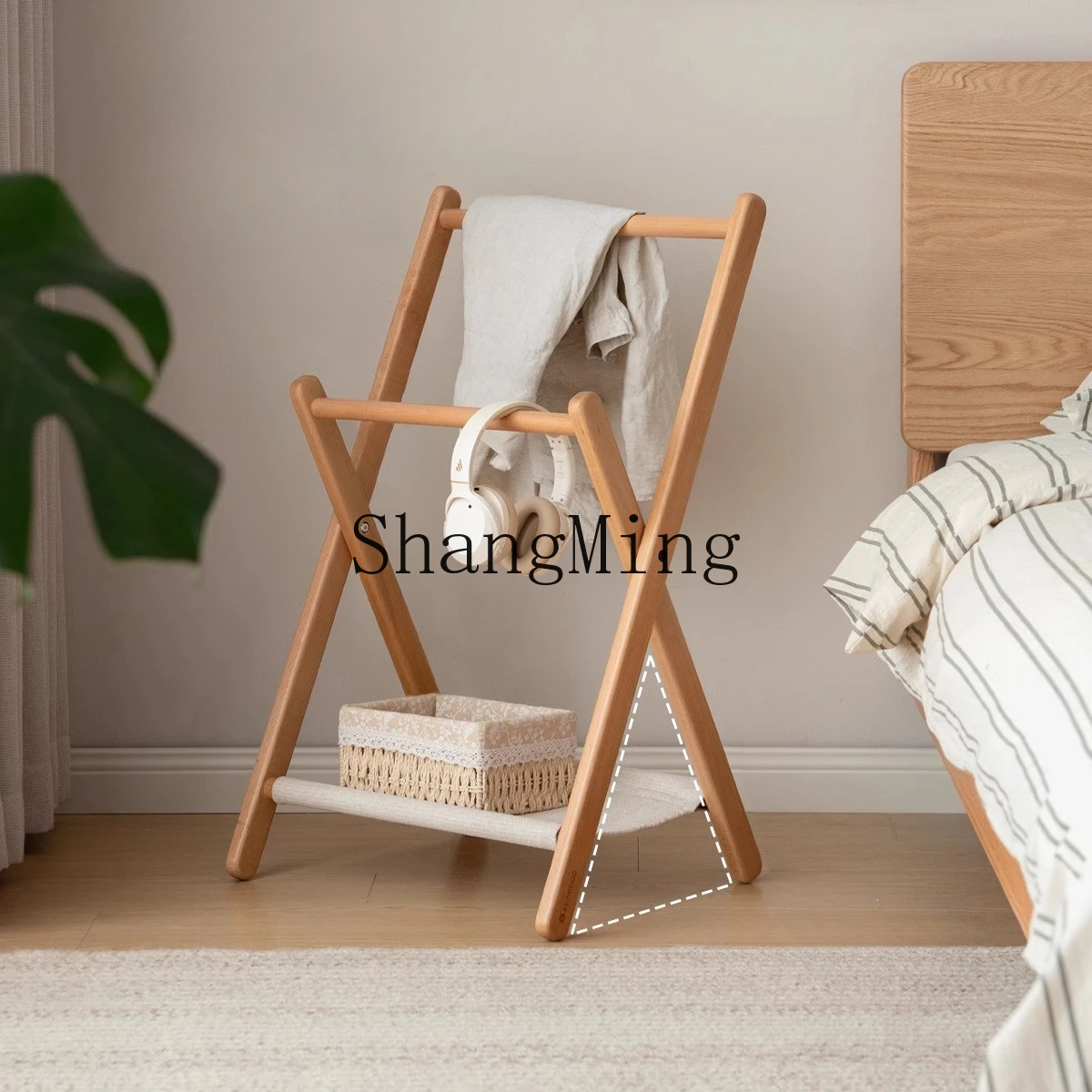 

SM advanced exquisite solid wood hanger log winding bedroom secondary net coating rack clothes drying artifact