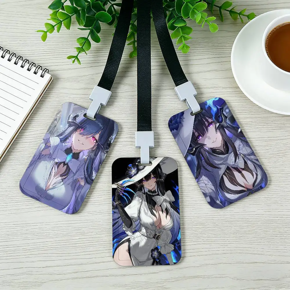 Honkai Star Rail The Dahlia Pocket Credit ID Card Badge Tag Bus Card Holder Pass Case With Neck Strap Lanyard