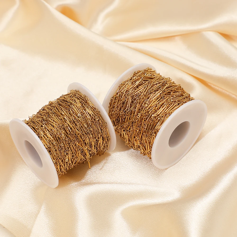 1 Meter lange Edelstahlketten, PVD-vergoldet, für Armbänder, Ohrringe, DIY-Schmuckherstellung, Halsketten für Damen. – Detail 5