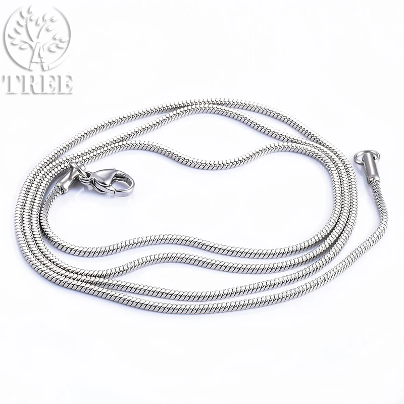 1/2/3mm Stainless Steel Round Snake Chain Necklace Silver Color For Men Women's Fashion Jewelry