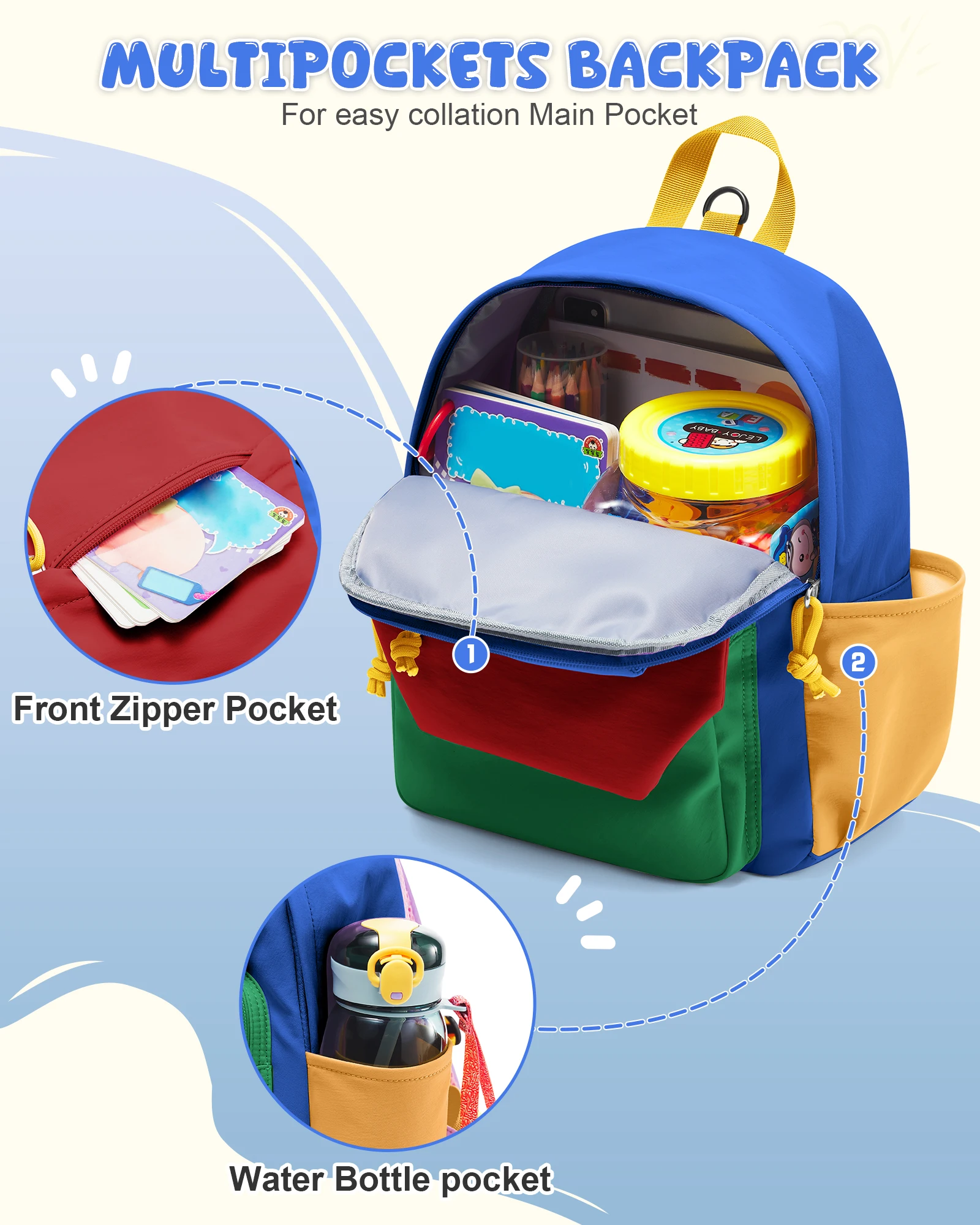 Cute Backpack for Boys & Girls, Lightweight Waterproof School Bag, Perfect for Daycare, Preschool, Kindergarten, Hiking & Travel