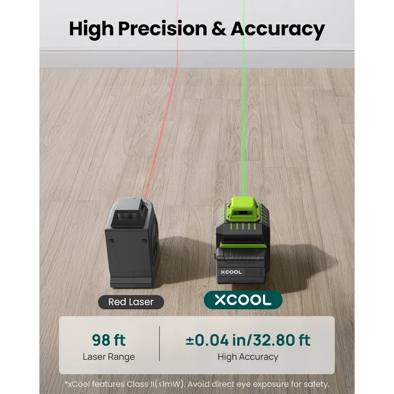 

Laser Level, Rechargeable 98ft Self-Leveling Laser Level, High Accuracy Cross Line Laser Level for Picture
