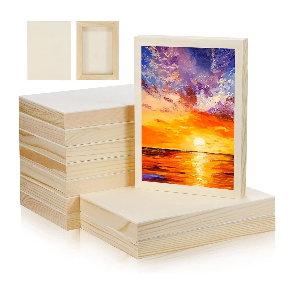 10 Pcs 5.5x7Inch Wood Panel Boards, Unfinished Wood Canvas Wooden for Painting, Arts, Pouring Use with Oils, Acrylics