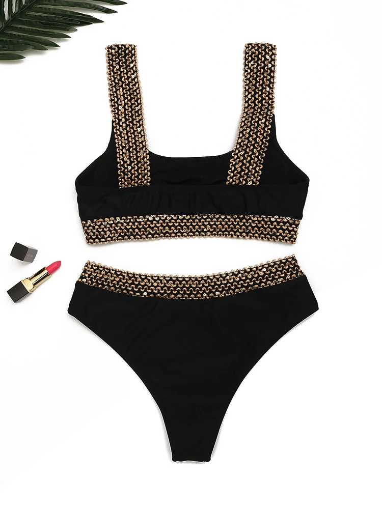 2024 New Sexy Patchwork Bikini High Waist Swimsuit Female Swimwear Women Two Pieces Bikini Set Bathers Bathing Suit Swim Bathers