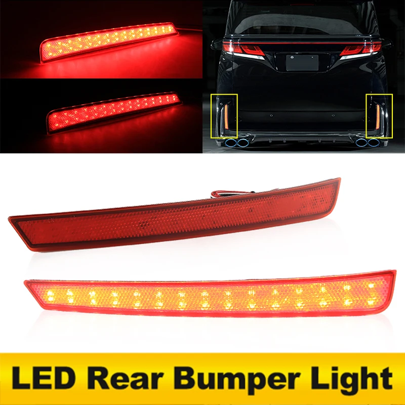 

2X LED Rear Bumper Reflector Lights For Toyota Vellfire 40 2024 Braking Driving Lamp Fog Rear Fog Warning Light Car Accessories