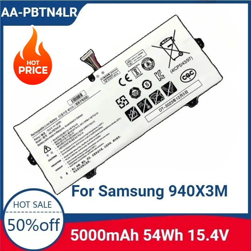 

New For AA-PBTN4LR 15.4V 54Wh Laptop Replaceable Battery for Samsung 940X3M 940X5M 940X5N AA-PBTN4LR-05 BA43-00386A PBTN4LR