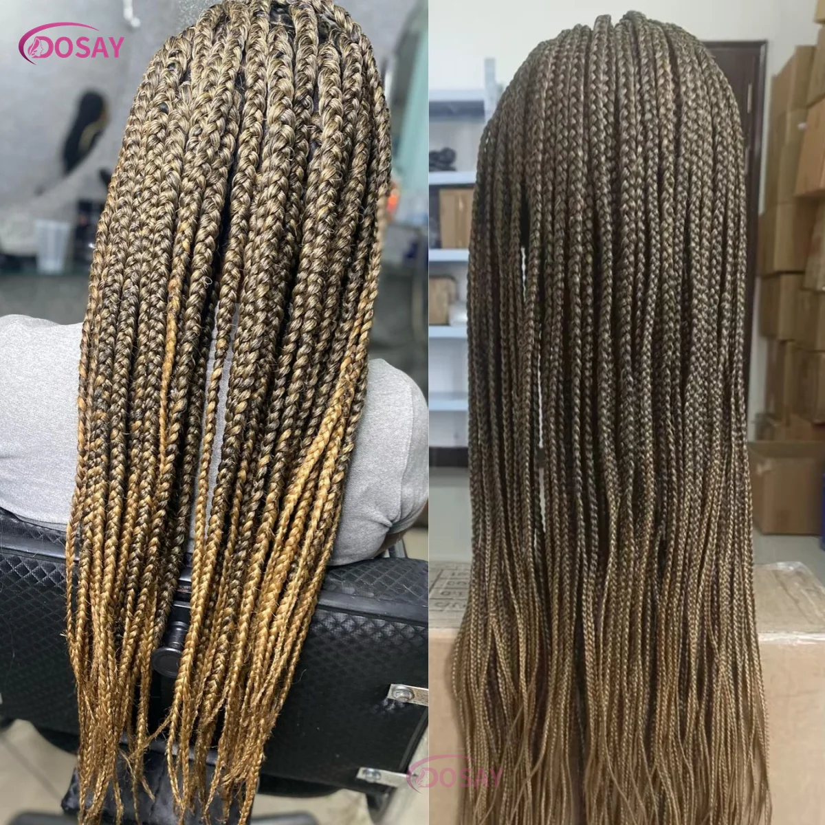 Volle Spitze Frontal Perücken Cornrow verdrehte blonde geflochtene Perücken schwarze Frauen Box geflochtene Spitze Front Perücke Göttin Zöpfe synthetische Perücken