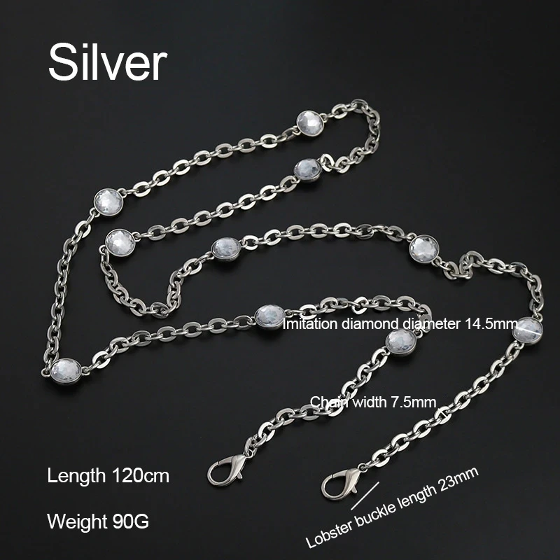 120cm Bag Chain Replacement Shoulder Messenger Bag Strap Handles for handbag Inlaid Diamond Decoration Bag Accessories