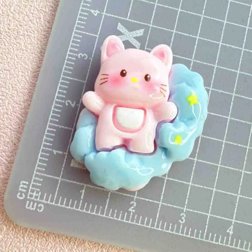 5pcs Cat resin accessories Cream glue keychain Suitable for DIY hairpin pendants