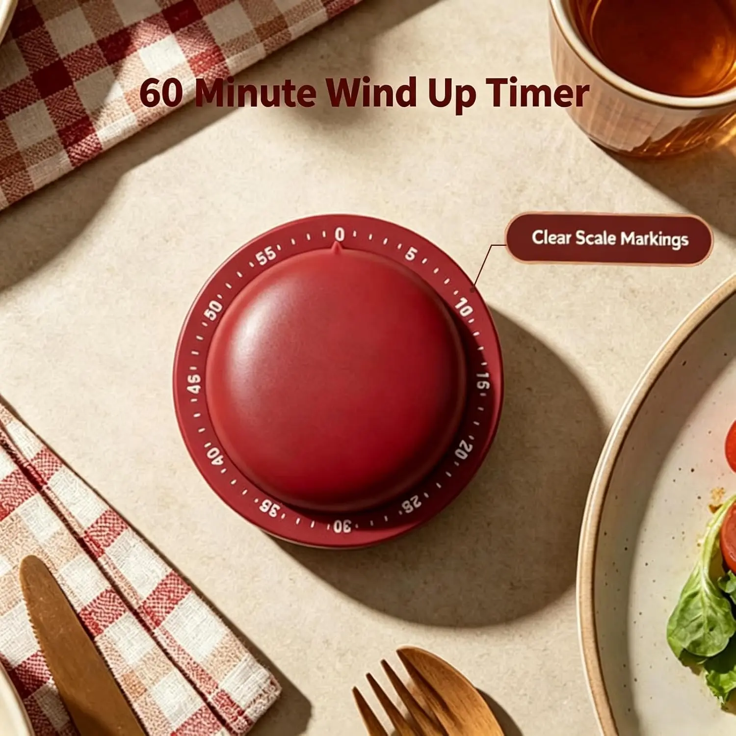 Mechanical Kitchen Timer with Alarm Countdown Clock Magnetic Manual Timer Reminder for Cooking Baking Kitchen Gadgets Time Tool