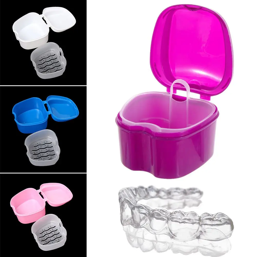 

False Teeth With Hanging Net Dental Tray Orthodontic Retainer Denture Box Case Rinsing Basket Health Care Product Oral Hygience