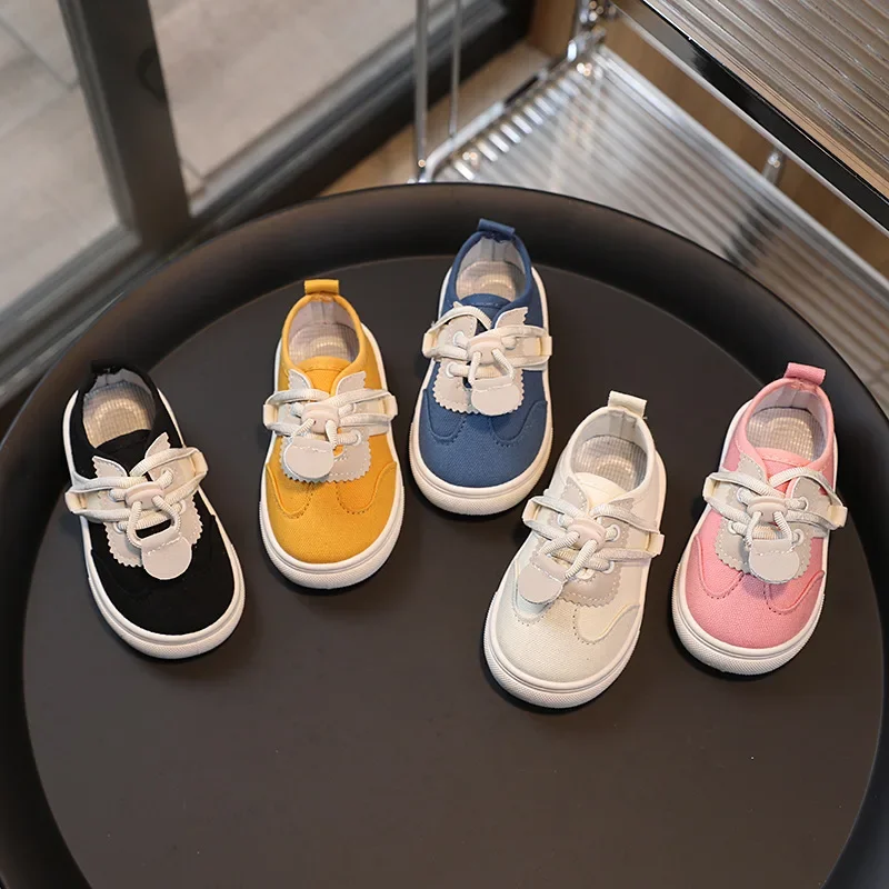 Kids Canvas Shoes Spring Autumn Boys Girls School Casual Shoes Soft Sole Non-slip Toddler Shoes Breathable Children Sneakers