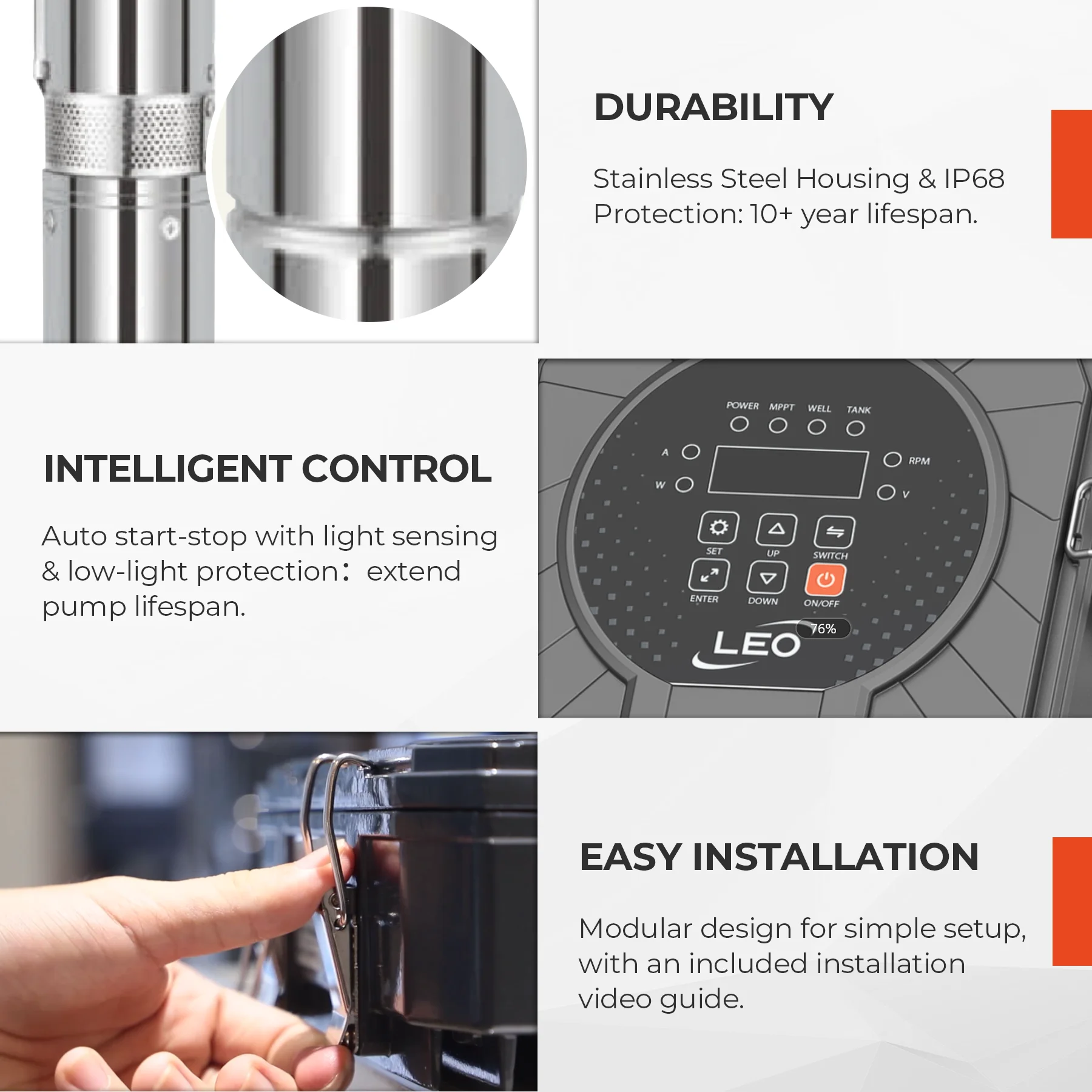 4inch 180m 2HP Head Solar Powered Deep Well Water Pumps DC Submersible Solar Water Pump for Agriculture Irrigation