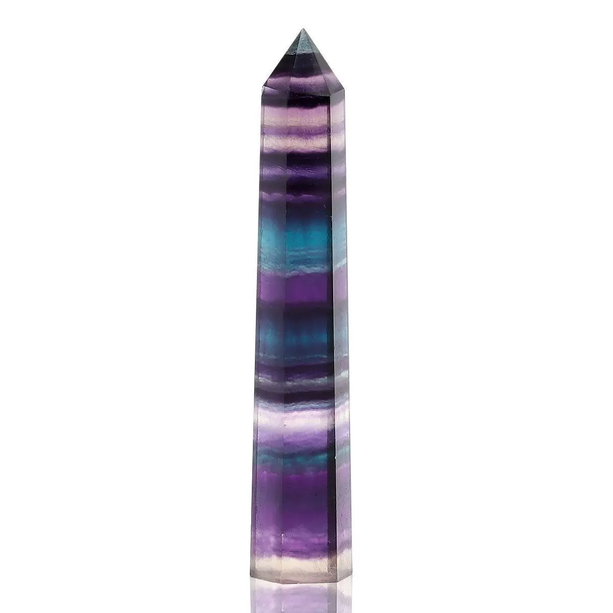 Natural Colored Fluorite Crystal Column, Obelisk Specimen, Wand Point Healing Tower, 80-90mm