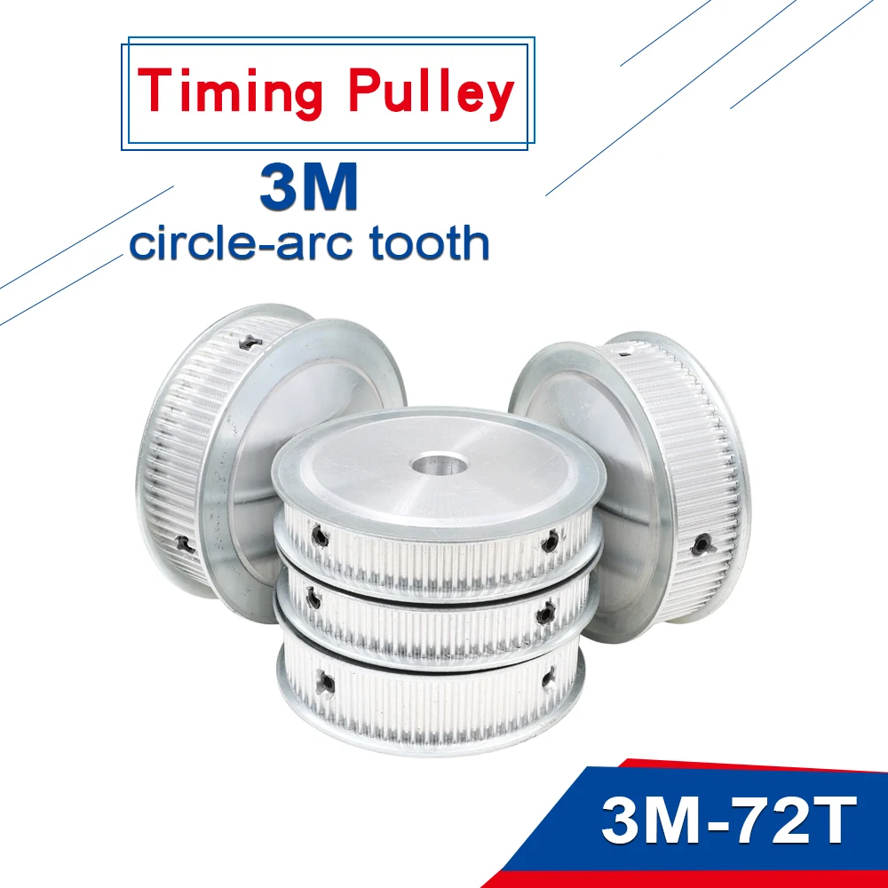 3M-72T Timing Pulley Bore 8/10/12/14/15/16/17/19/20 mm Aluminum pulley wheel  Circle-arc Tooth For 3M Timing Belt Width 10/15 m