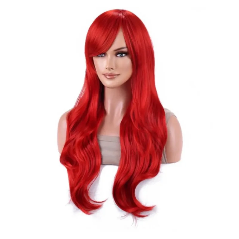 Synthetic Probeauty Mermaid Wig Long Red Curly Body Wave Wig Halloween Cosplay Costume Wig for Women Fashion for For Daily