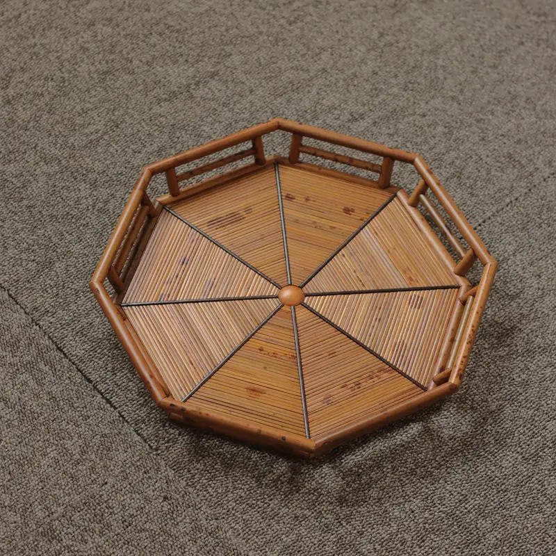 Chinese heavy tea set, bamboo hexagonal substrate tray tea text tray storage tray tea utensils