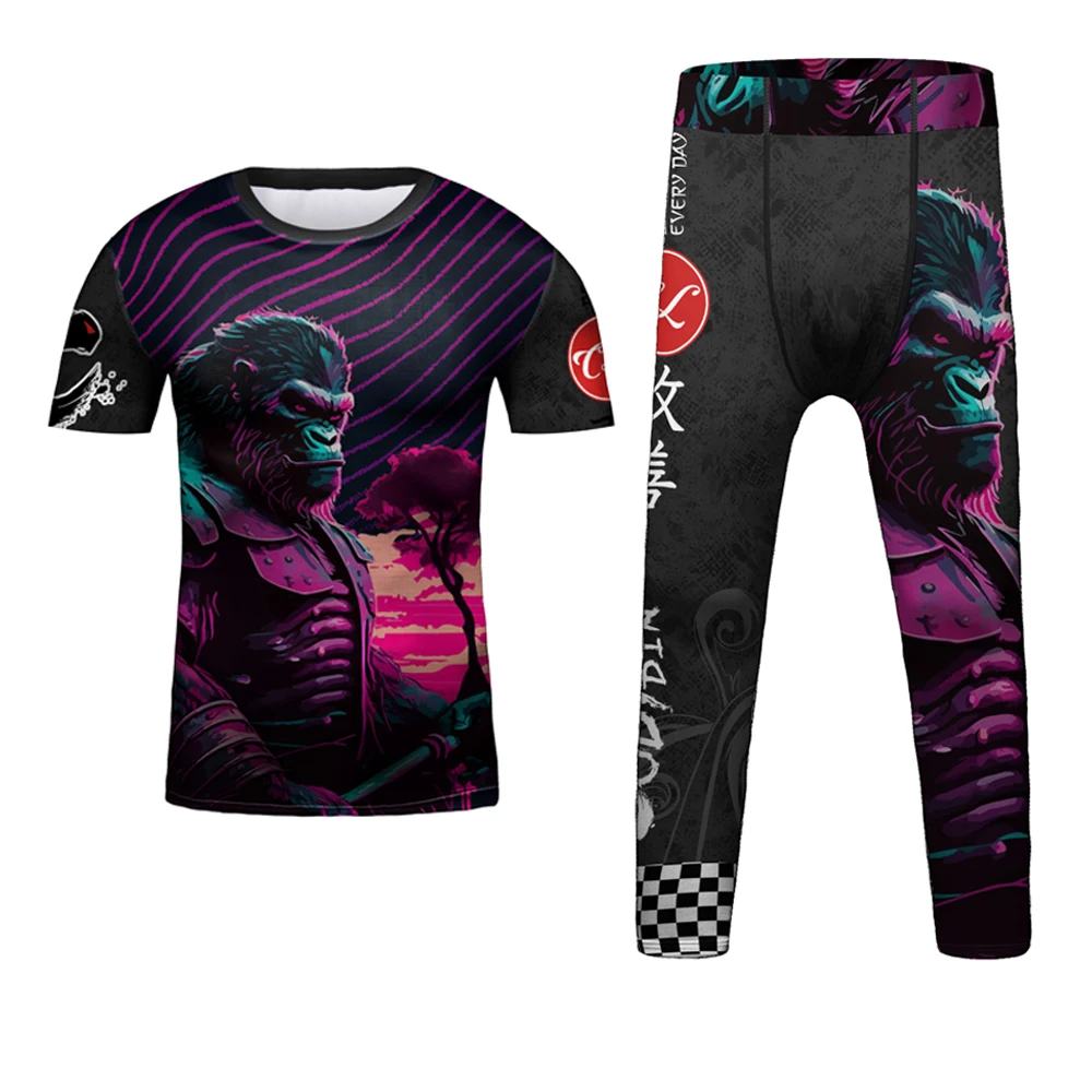 Kid MMA Muay Thai Jiu Jitsu Rashguard Ragazzi Bambini Abbigliamento sportivo Boxe Tuta sportiva Allenamento Corsa Set Abbigliamento da palestra Tuta