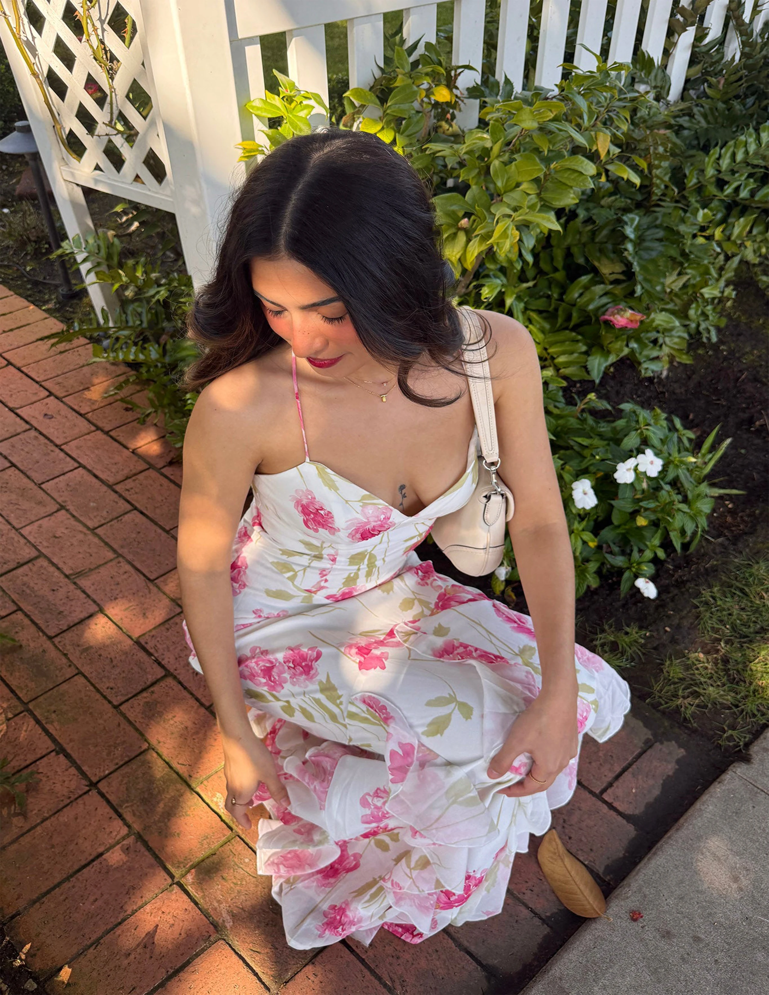 Customized White Pink Floral Evening Dress Chiffon Mermaid Maxi Gown Sweetheart Spaghetti Strap Lace‑Up Back Ruffled  2026