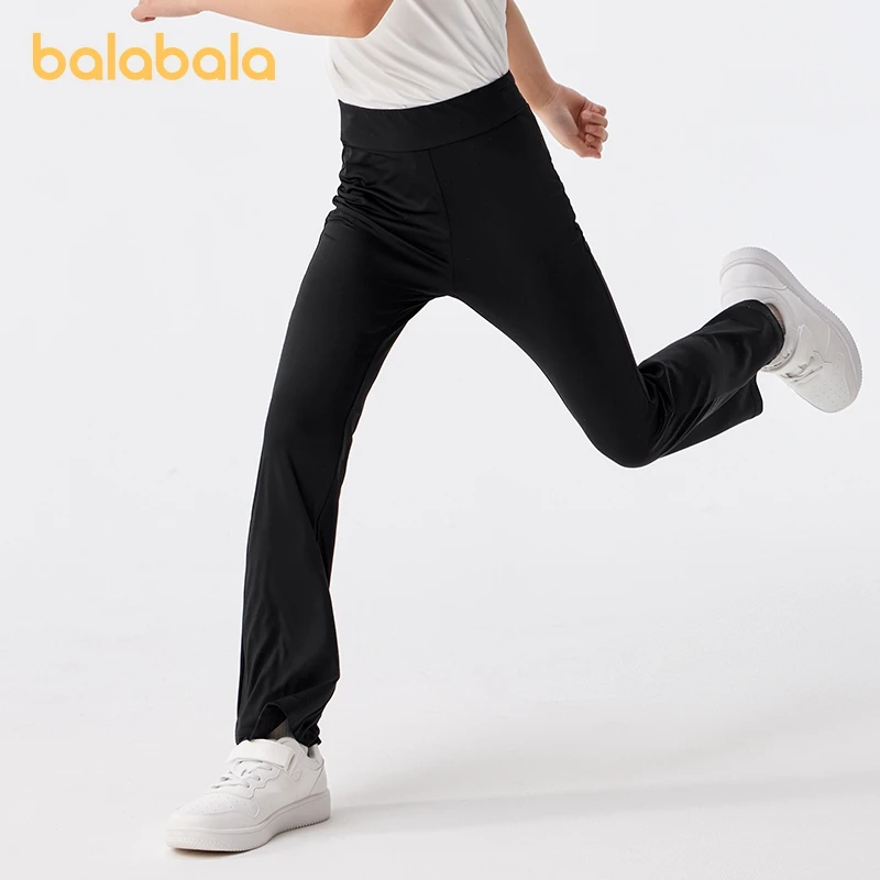 Balabala Kids Jogging Pants Girls Pants 2024 Summer New Mid-length Pants for Older Girls Quick-drying and Cool Yoga Pants