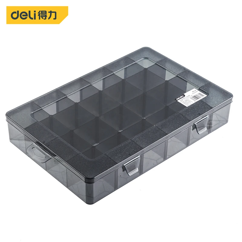 DELI-Boîtes de Rangement en Plastique, Fentes Réglables, Emballage Transparent, Mallette à Outils, Vis, Artisanat, Bijoux, Accessoires, EvaluBox, 1