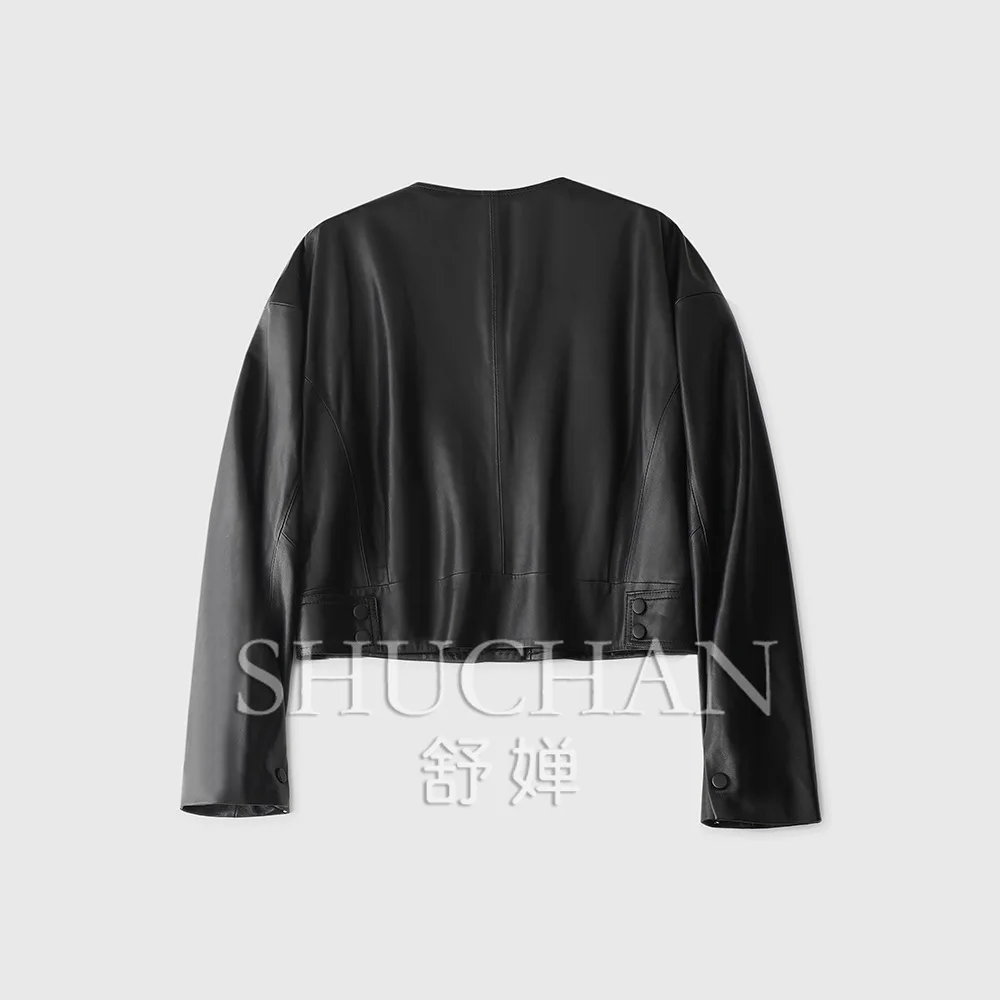 Turkish first layer sheepskin soft gloss short jacket vintage fashion leather jacket blazer casacos femininos inverno