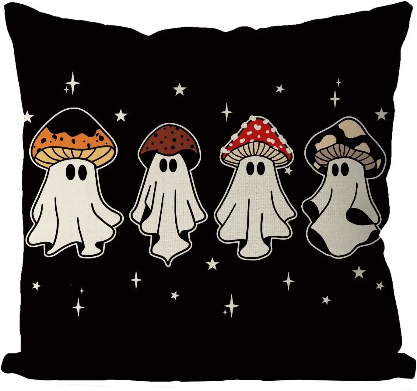 

Halloween Pillow Covers 18x18 Inch Halloween Ghosts Mushroom Decor Pillowcase Black Holiday Farmhouse Throw Pillows Indoor