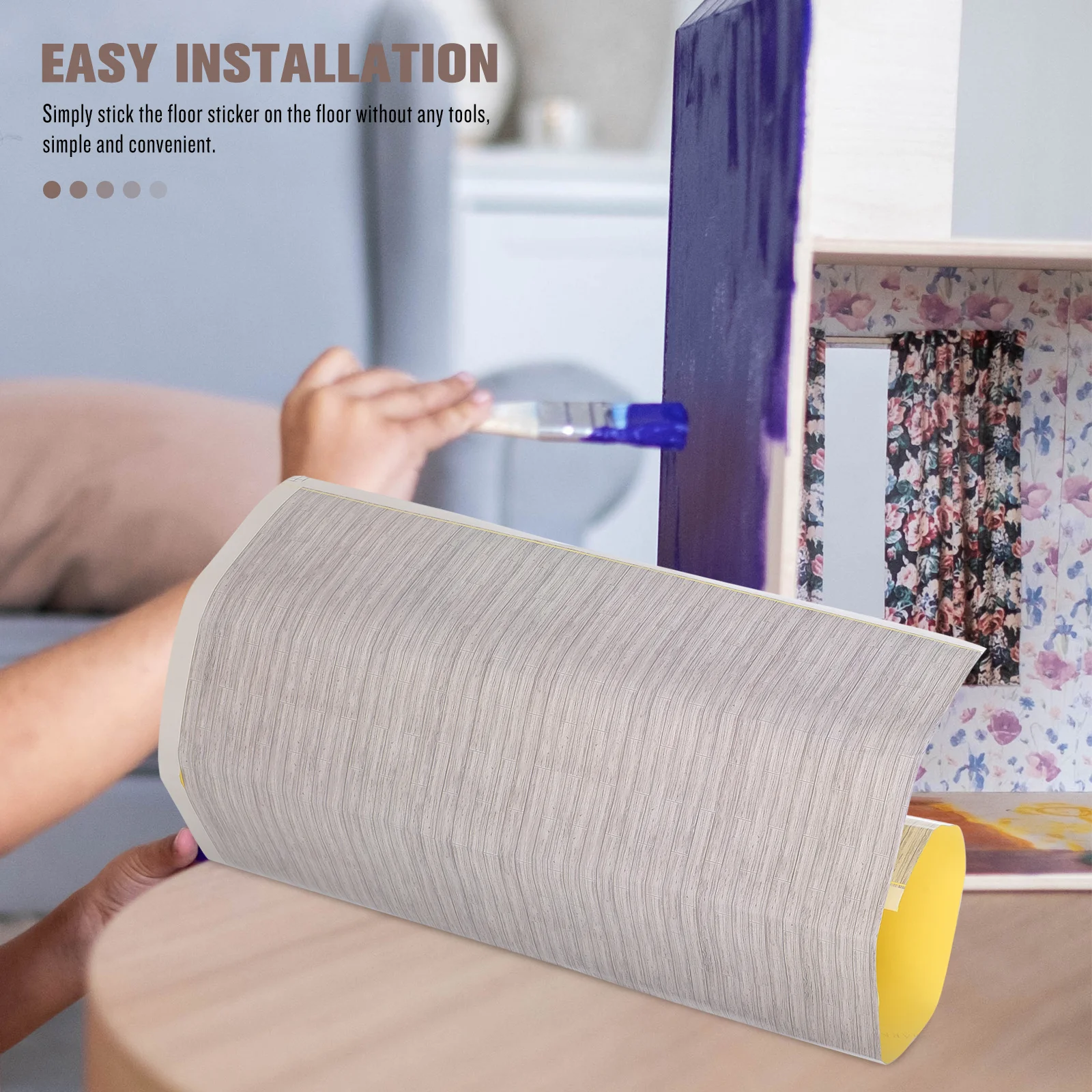 ملصق ورقة أرضية صغير للمنزل يمكنك صنعه بنفسك ألواح خشبية محاكاة واقعية لأرضيات مصغرة للديكور الداخلي لبيت الدمى