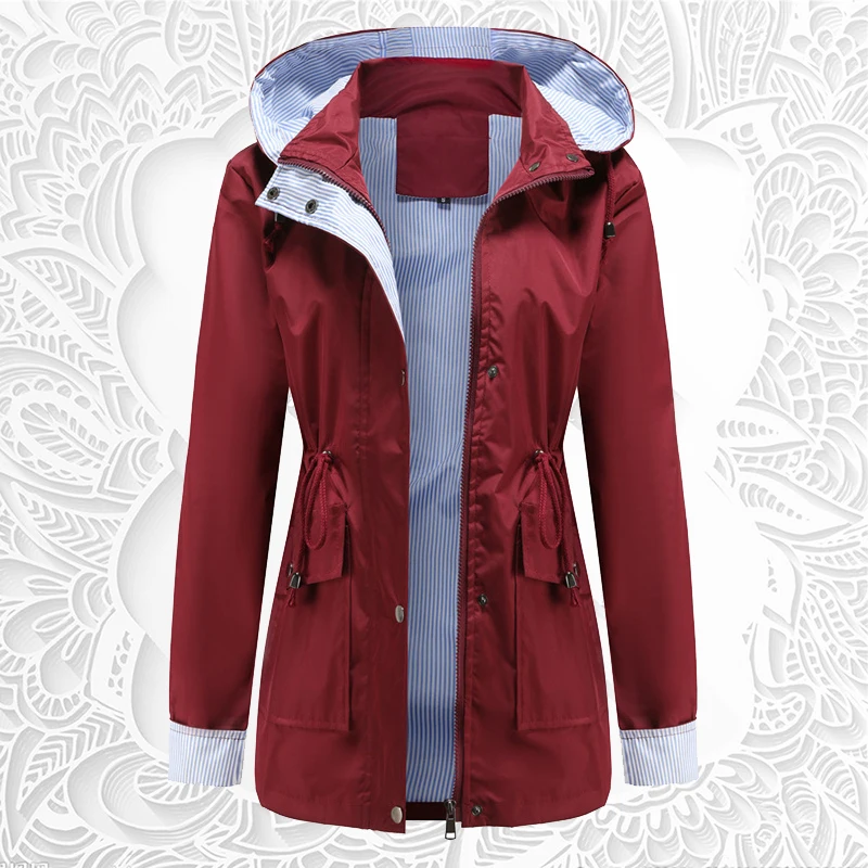 

Spring Autumn Fashion Waterproof Disassemble Hooded Coat Women Zipper Women Trench High Quality Coat Overcoat Windbreaker