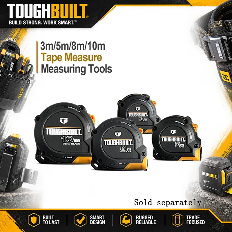 Toughbuilt 3M/5M/8M/10M Measuring Tapes Are Wear-Resistant And Impact-Resistant, Ensuring Accurate Measurements.