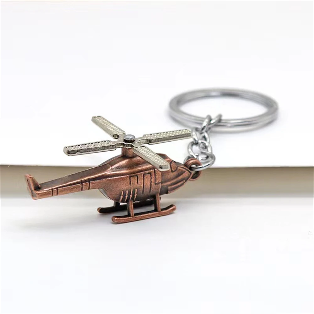 Creative Simulation 3D Helicopter Keychain Multi-Color Retro Aircrafts Keyring Women Men Car Bag Phone Backpack Pendant Gift