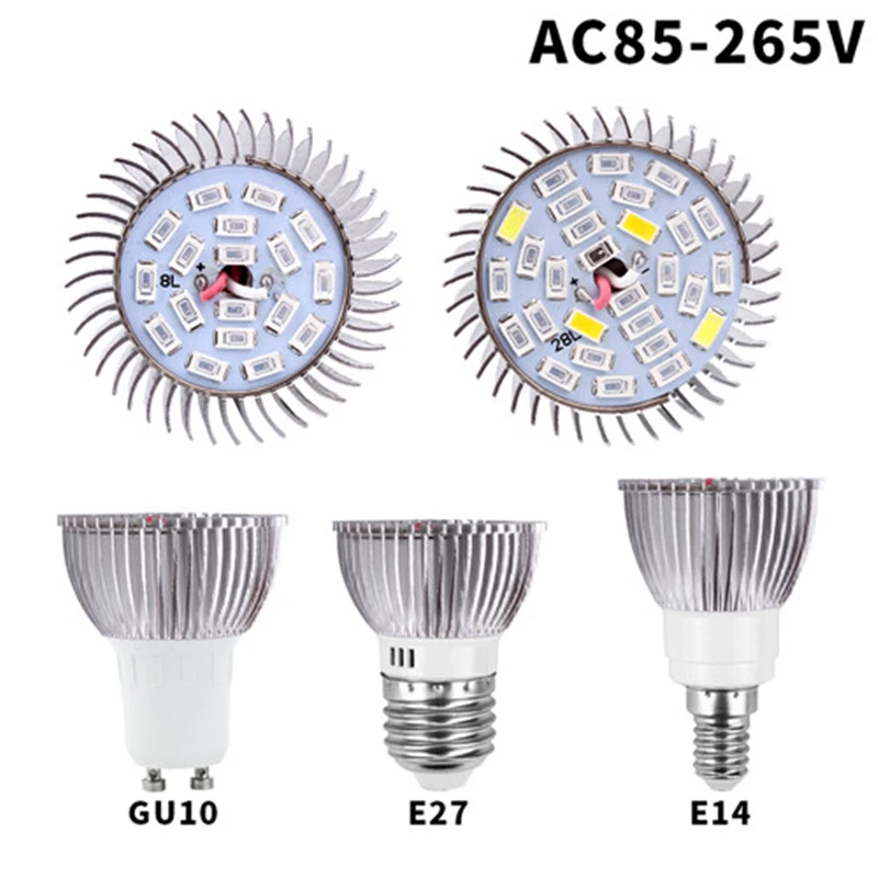 

E27 GU10 MR16 Светодиодный светильник для выращивания растений 18 28 48 60 80 светодиодный светильник для растений полный спектр светодиодный лампы 110 В 220 В Growbox светодиодный светильник для семян растений