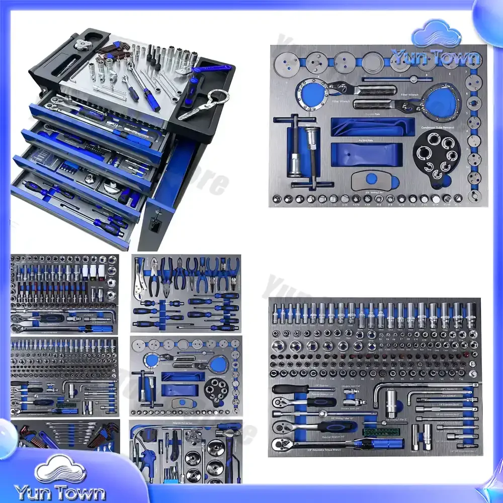 7 Drawers Garage Storage Tool Chest for Workshop Trolley Heavy Duty Tool Cabinet with 424PCS Tools Organizers Storage