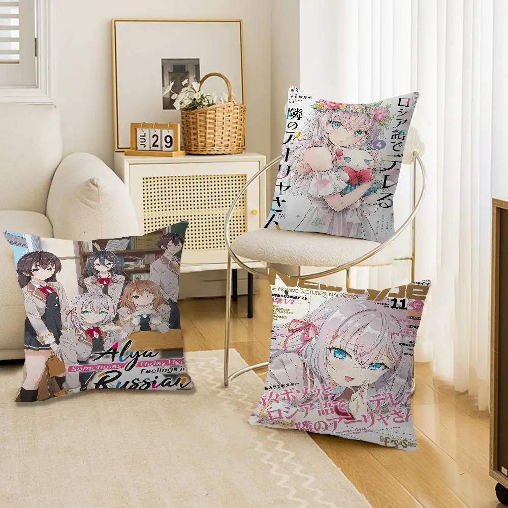 Anime Alya Sometimes Hides Kissen, Anime-Kissen, Sofakissen, Bettkopfkissen, Kissenbezug, 45 x 45 cm, modisch