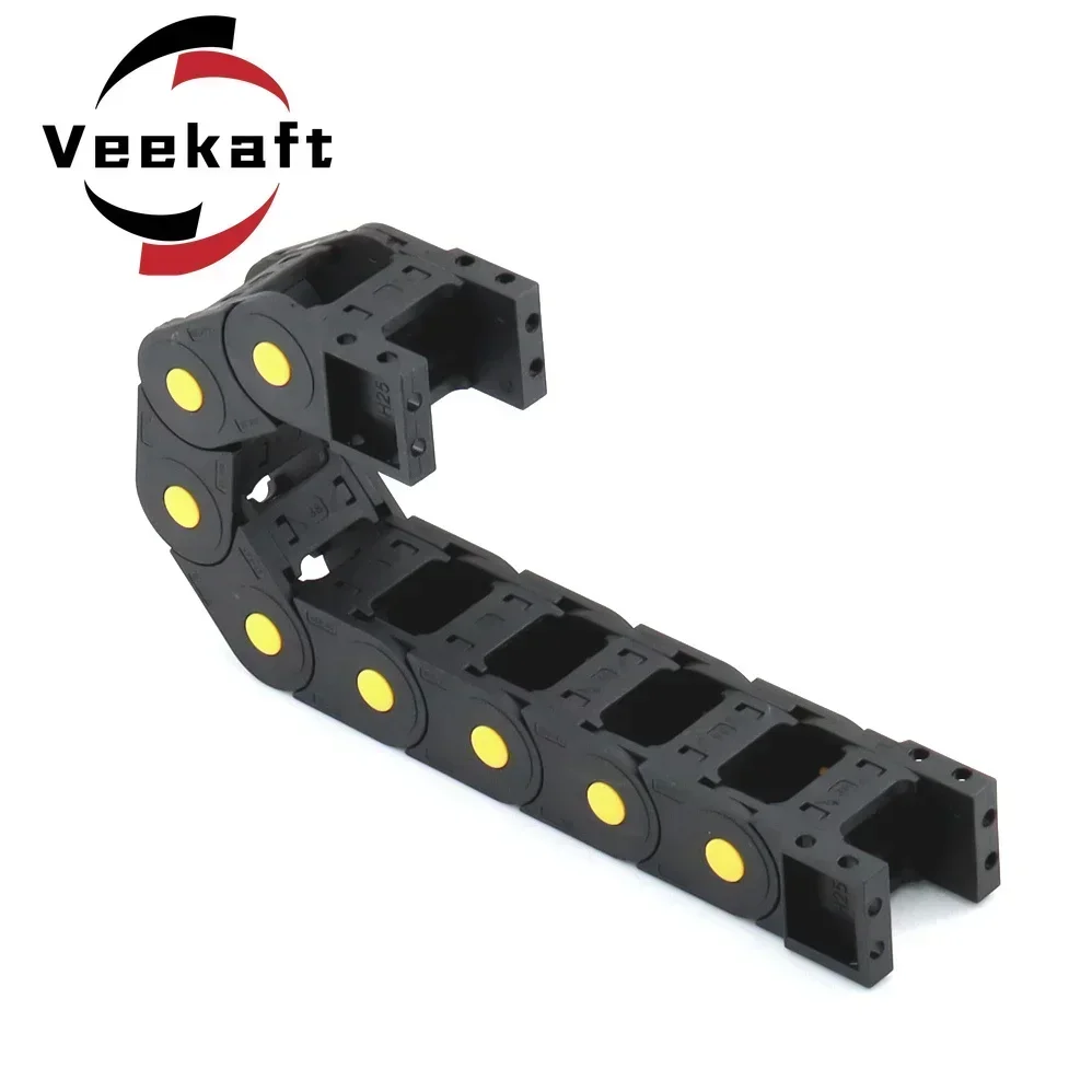 Veekaft 20/25/30 Length 1M Plastic Transmission Cable Chains Bridge Opened Drag Chain with End Connectors For CNC Machine Tools