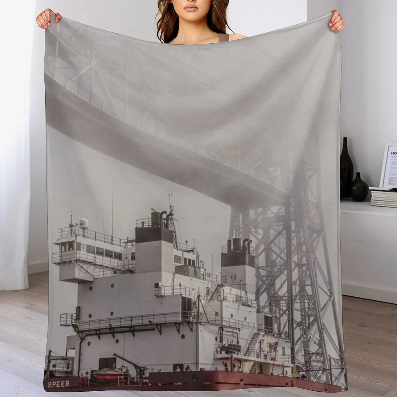 Ship Under the Bridge Throw Blanket Men's Soft Warm Throw Blanket for Couch