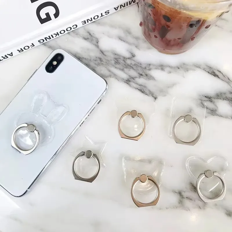 

1/3/4pcs Universal Stent Mobile Phone Holder Stand Finger Ring Magnetic For Cute Cell Smart Phone Transparent Holder For IPhone