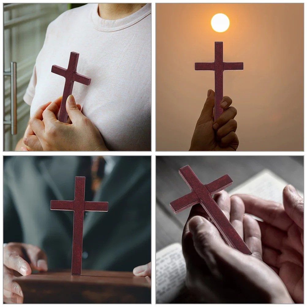 

20Pcs Wooden Cross Decor Simple Design Desktop Religious Ornament for Home Festival Decoration Cross Craft Desktop Ornaments