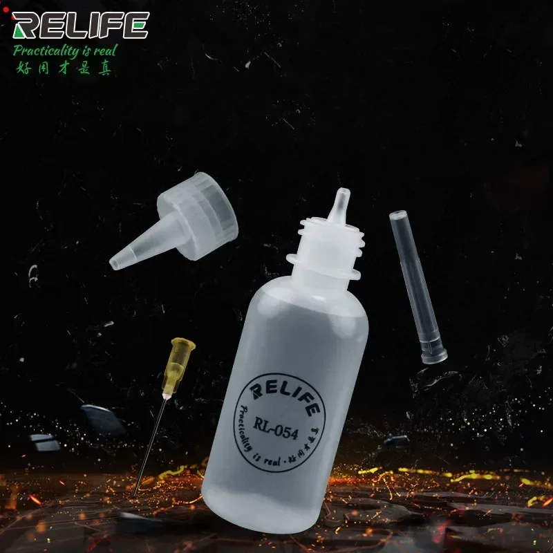 RELIFE RL-054 50ML Solvent Bottle Needle Tip Soldering Cleaning Liquid Flux Alcohol Oil Dispenser Plastic Hand Bottle Cleaner