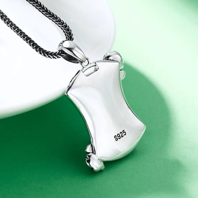 925 Solid Silver Unisex Gothic Pendant Vintage Playing Card & Rose Design Necklace Gift
