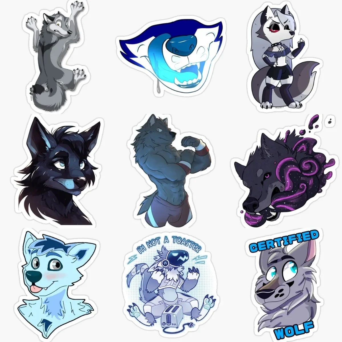 

Furry Wolf Creative PVC Waterproof Stickers Accessories for Decorate Table Car Motorcycle Off-road Helmet Camper Bumper Decal