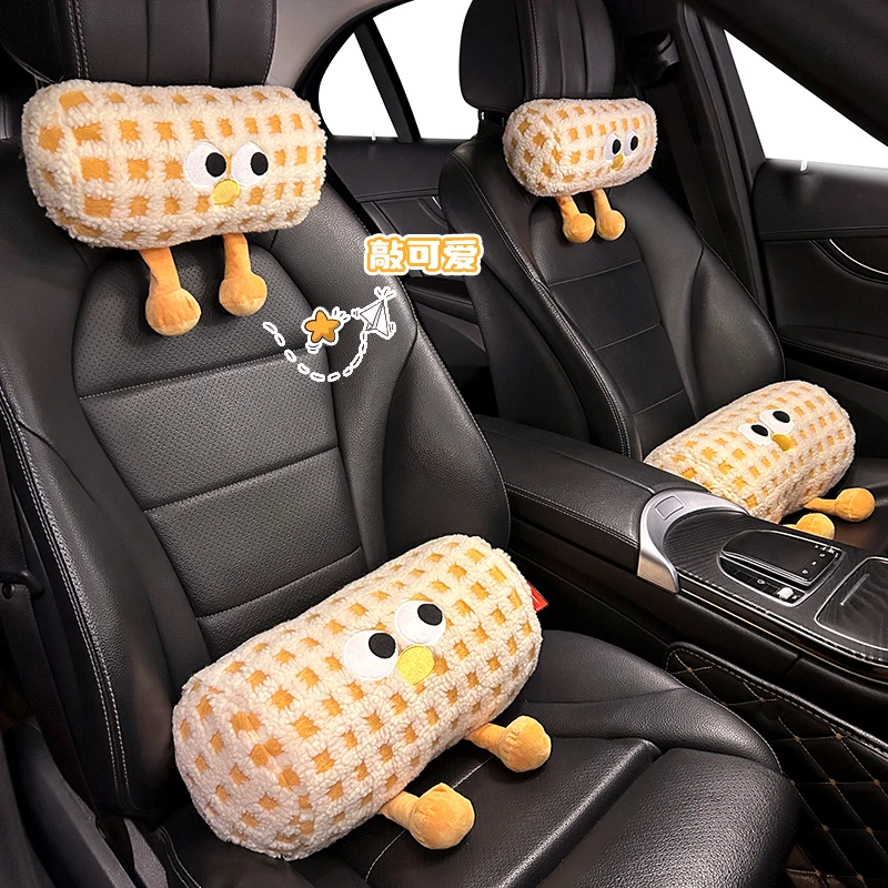 

Winter Car Seat Neck Rest Pillow Plush Car Headrest Plush Cushion Warmth and Comfort Universal Lumbar Pillow Support Accessories