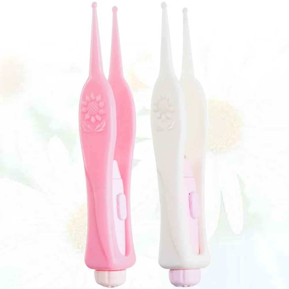 

2 шт. гибкий пластиковый светодиодный очиститель для ушей портативный видимый ушной инструмент безопасный инструмент для удаления ушной серы для малышей розовый белый