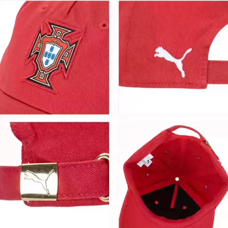 Puma Portugal Team Baseball Cap 027088‑01 Red Turquoise Twill Cotton Structured Sports Casual Adjustable Sun Hat