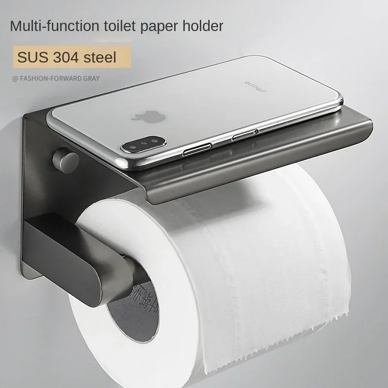 Elegant Black Stainless Steel Tissue Holder with Wall-Mounted Installation Durable Paint Finish